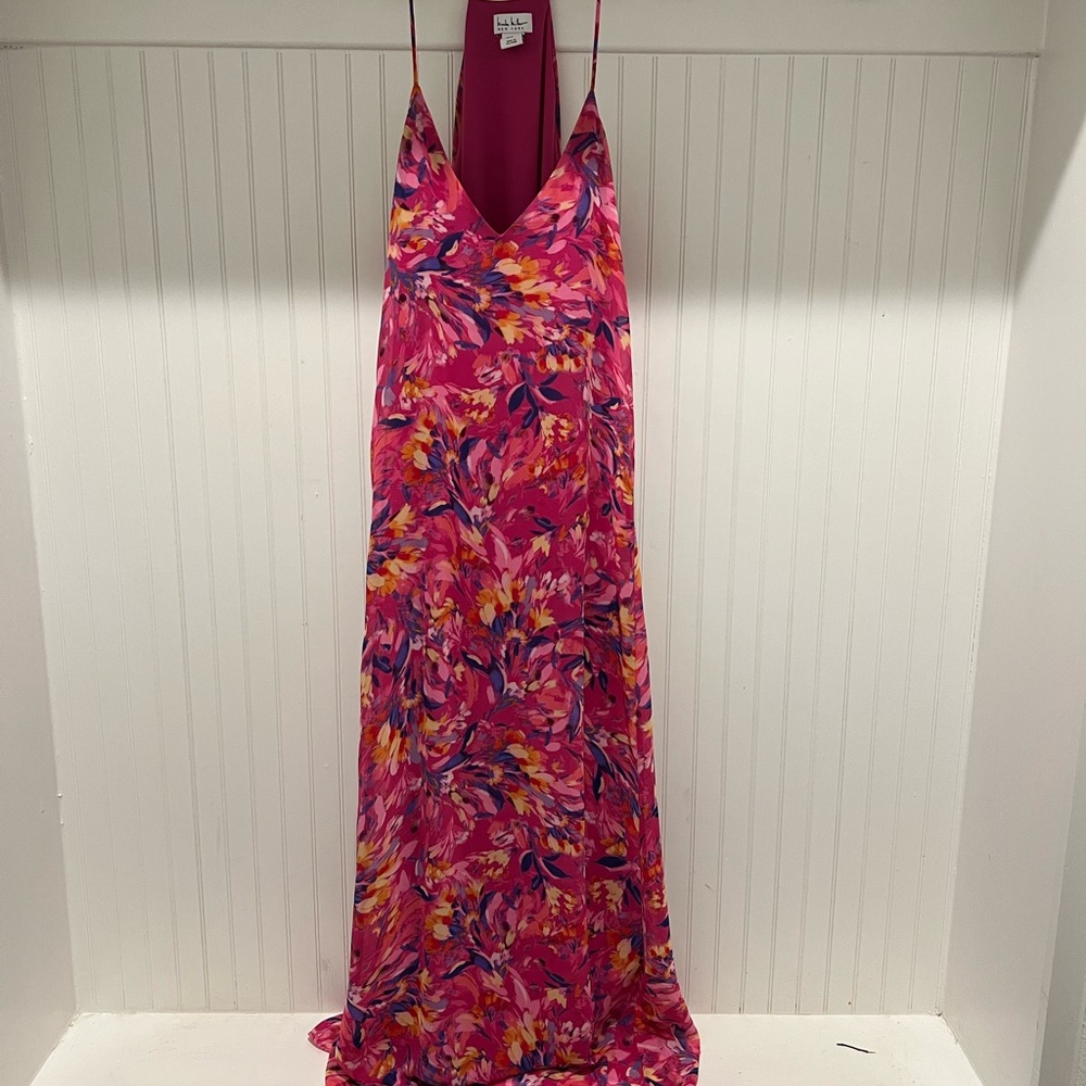 Nicole by Nicole Miller Vibrant Pink and Purple Maxi Dress